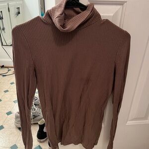 Madewell Ribbed Brown Turtleneck Top
